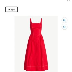 Red Square-Neck Midi Dress